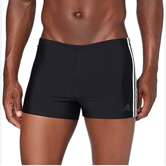 Adidas Fitness 3 Stripe Front Logo Side Stripe Swim brief Shorts for Boys black - Picture 1 of 14
